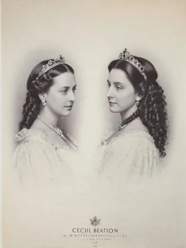 King and Queen of Württemberg as high-resolution art portrait photography in black and white,a black and white po of two women with crowns,countesses,cd cover,miss circassian,cdv,cullinan,caecilia,Pho