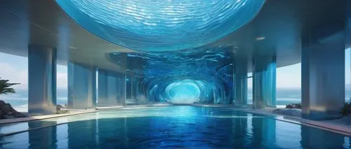 infinity swimming pool,water cube,diamond lagoon,underwater oasis,aqua studio,thalassotherapy,underwater playground,sky space concept,futuristic landscape,water wall,arcona,atlantik,largest hotel in dubai,atlantis,therme,futuristic architecture,aquantive,atlantean,blue cave,swimming pool,Illustration,Realistic Fantasy,Realistic Fantasy 03