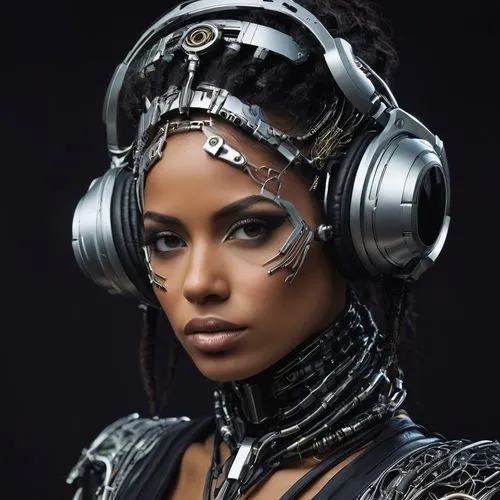 steampunk,freema,afrofuturism,casque,technotronic,headset,Illustration,Paper based,Paper Based 21