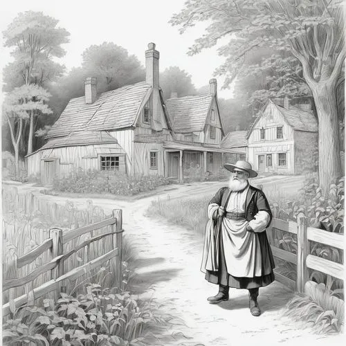 herkomer,pietist,woman with ice-cream,beguinage,anabaptist,anabaptists,Illustration,Black and White,Black and White 22