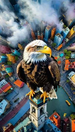 eagle eye,bird perspective,bird's eye view,city pigeon,eagleman,world digital painting,Illustration,Abstract Fantasy,Abstract Fantasy 03