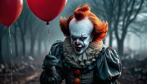 it,scary clown,horror clown,creepy clown,clown,balloon,red balloon,balloon head,balloon trip,ronald,ballon,circus animal,cirque,baloons,syndrome,clowns,balloons,trickster,balloon hot air,circus,Illustration,Abstract Fantasy,Abstract Fantasy 02