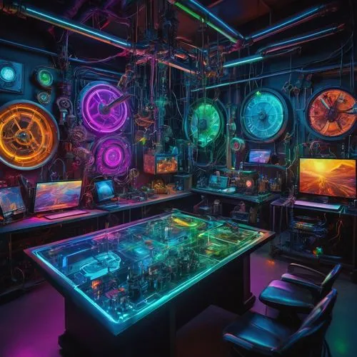 spaceship interior,ufo interior,computer room,aquarium,underwater playground,computer art,game room,playfield,engine room,sci - fi,cyberpunk,orac,sci fi,electrohome,3d fantasy,aquariums,playroom,computerworld,computerized,pinball,Illustration,Vector,Vector 15