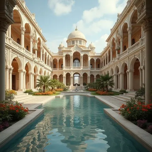 marble palace,theed,bikaner,palaces,courtyard,kashan,riad,jaipur,water palace,venetian hotel,haveli,city palace,udaipur,persian architecture,amanresorts,mamounia,grandeur,oberoi,rajasthan,3d rendering,Photography,General,Realistic