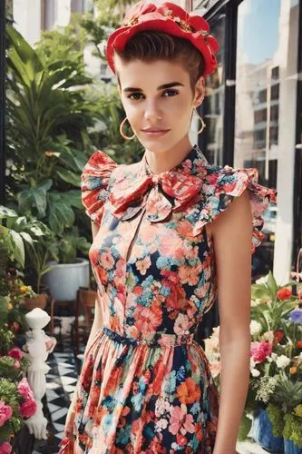 floral dress,floral,vintage floral,flower hat,floral skirt,beautiful girl with flowers,colorful floral,girl in flowers,flowered tie,retro flowers,audrey,comic-con,flowery,fabulous,pompadour,vogue,retro woman,rockabella,cocktail dress,adorable,Photography,Natural