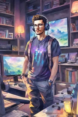 librarian,dj,twitch icon,twitch logo,academic,scholar,gamer,tutoring,man with a computer,spevavý,twitch,mini e,nerd,tutor,fan art,author,gamer zone,streamer,teacher,the community manager,Digital Art,W