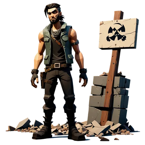 scrap collector,pubg mascot,scrap dealer,bricklayer,builder,game figure,pickaxe,3d figure,game character,cardboard,actionfigure,wood shaper,3d model,courier driver,a carpenter,pallet jack,cardboard bo