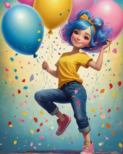 little girl with balloons,colorful balloons,fundora,happy birthday balloons,blue balloons,balloonist,ballooned,kids illustration,birthday banner background,blue heart balloons,balloons,balloon,balloons flying,ballon,birthday balloon,birthday balloons,jubilance,star balloons,coraline,girl with speech bubble,Illustration,Realistic Fantasy,Realistic Fantasy 35