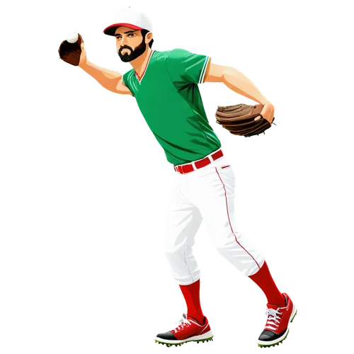 Baseball player, dynamic pose, throwing ball, muscular arm, athletic wear, sports shoes, white baseball, red stitching, bold font number, green grass, sunny day, shallow depth of field, vibrant color 