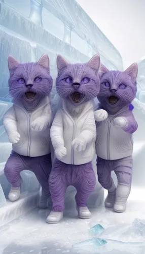 ice bears,purple,violet family,winter animals,purple background,cat family,the purple-and-white,snow figures,ice,cats,wall,purple wallpaper,purple-white,snowballs,felines,lilac,purple rizantém,anthropomorphized animals,cats angora,patrols,Material,Material,Fluorite