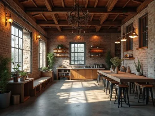 loft,taproom,brewhouse,wine bar,brewpub,tile kitchen,eveleigh,officine,lofts,wooden beams,chefs kitchen,wine tavern,microbrewery,barnwood,brickworks,greenhaus,kitchen interior,bakehouse,brewpubs,gastropub,Photography,General,Realistic