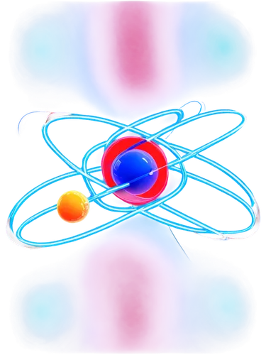 Atoms, clip art, colorful, 3D illustration, nucleus, protons, neutrons, electrons, orbitals, atomic model, simple background, bold lines, vibrant colors, educational, scientific, futuristic, high-tech