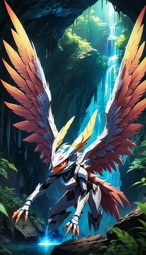 uniphoenix,ryuga,hydrelia,garuda,aegaleo,jaggi,Illustration,Japanese style,Japanese Style 03