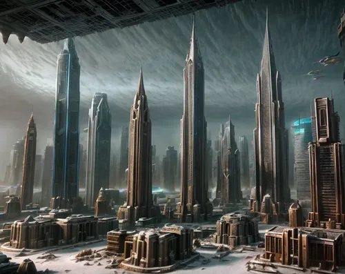 futuristic landscape,destroyed city,futuristic architecture,metropolis,sci fi,terraforming,ice planet,sci-fi,sci - fi,post-apocalyptic landscape,black city,concept art,sci fiction illustration,alien world,fantasy city,city cities,district 9,urbanization,dystopian,scifi