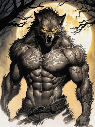 werewolf,werewolves,wolfman,wolverine,howling wolf,forest king lion,wolf,gray wolf,black warrior,scar,leopard's bane,wolf hunting,yellow eyes,wolf bob,snarling,wolves,nine-tailed,the wolf pit,wolfdog,minotaur,Illustration,Paper based,Paper Based 30