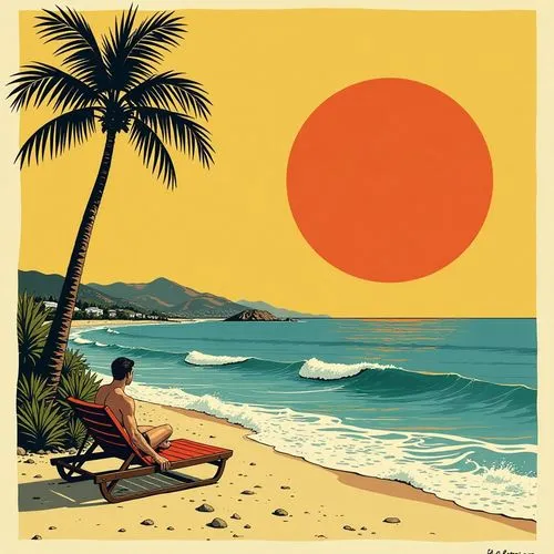 travel poster,vacansoleil,palmilla,tropicalia,acapulco,dream beach,Illustration,Retro,Retro 18