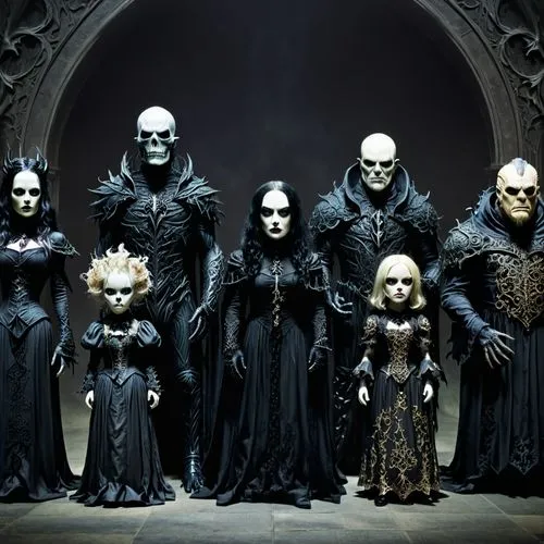 the dawn family,volturi,fantasmas,doll figures,mourners,necromancers,Illustration,Realistic Fantasy,Realistic Fantasy 46