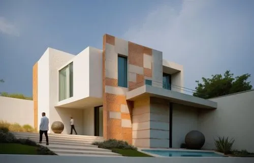 DISEÑO DE UNA CASA ESTILO MEXICANO MODERNO, CON FUSION DE LA ARQUITECTURA MINIMALISTA, VEGETACIÓN , PERSONAS, EXCELENTE REPRESENTACIÓN, PROPORCIÓN, USO DE LUZ NATURAL Y SOMBRAS SEGUN EL ASOLEAMIENTO, 