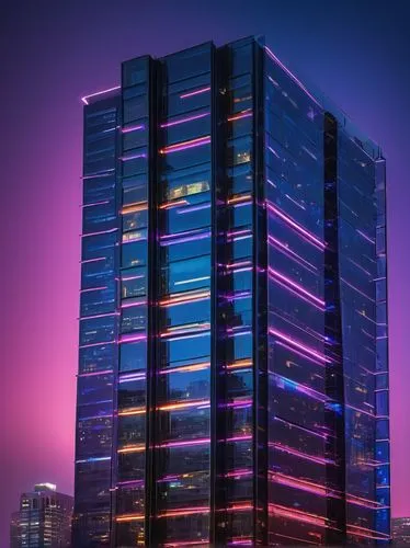 vdara,pc tower,escala,rotana,tulsa,tel aviv,tetris,renaissance tower,costanera center,the energy tower,cyberjaya,glass building,bangalore,enernoc,umeda,clt,skyscraper,residential tower,colored lights,colorful light,Illustration,Abstract Fantasy,Abstract Fantasy 12