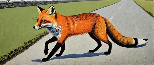 fox hunting,fox and hare,red fox,garden-fox tail,a fox,hare trail,vulpes vulpes,redfox,fox,foxes,foxtail,animal lane,swift fox,road traffic,road marking,hare coursing,roadworks,aglais,kit fox,grey fox,Art,Artistic Painting,Artistic Painting 50