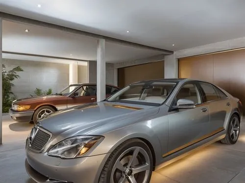 materiales mas realistas,a couple of cars are in a garage,luxury cars,car showroom,luxury bathroom,showroom,underground garage,luxury,Photography,General,Realistic