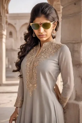 woman wearing grey long sleeved anam with embroidered detailing,kareena,sabyasachi,sridevi,winget,kumud,tirunal,Photography,Realistic