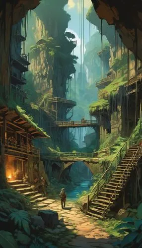 ancient city,fantasy landscape,environments,cave on the water,mountain settlement,yamatai,arenanet,world digital painting,undock,fairy village,lost place,lagoon,labyrinthian,caves,alfheim,gruta,abandoned place,background design,cavernosa,hinterlands