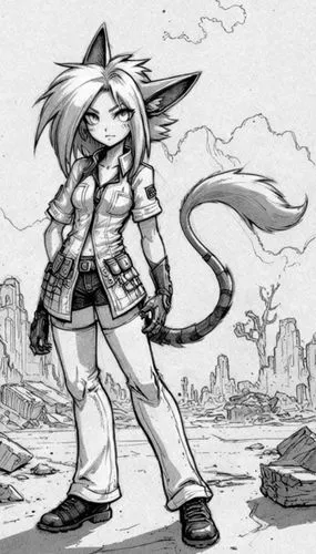 jubei,desert fox,konoe,kokonoe,wayforward,cat warrior,Design Sketch,Design Sketch,Black and white Comic