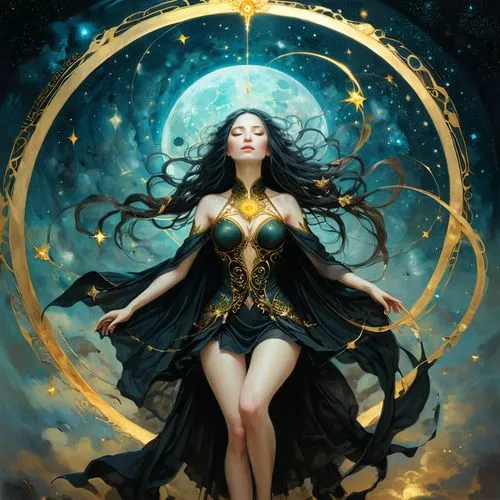 zodiac sign libra,the enchantress,sorceress,fantasy art,queen of the night,wiccan,Art,Artistic Painting,Artistic Painting 49