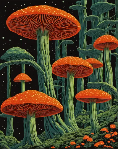 Delve into the ethical dilemmas of fungal science in a medical research center.,mushroom landscape,forest mushrooms,mushrooms,mushroom island,toadstools,forest mushroom,red fly agaric mushrooms,brown 