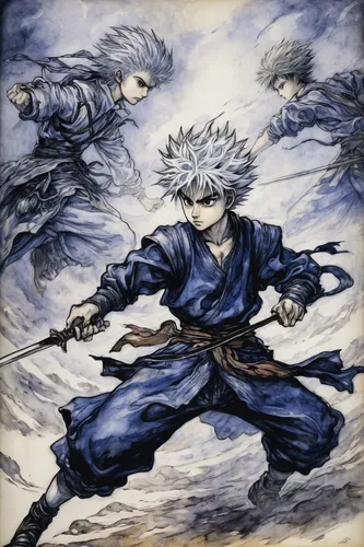 killua hunter x,killua,kakashi hatake,kenjutsu,sōjutsu,swordsman,iaijutsu,battōjutsu,ninja,shinobi,dragon slayer,nine-tailed,shinigami,tsukemono,chollo hunter x,ninjutsu,naruto,wind warrior,taichi,jujutsu,Illustration,Retro,Retro 25