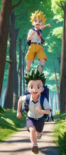 my hero academia,killua,scandia gnomes,killua hunter x,happy children playing in the forest,takikomi gohan,run,gnomes,naruto,son goku,hedgehog child,dragonball,delivery service,gnome,shinkiari,piggyback,little league,children's background,axel jump,chollo hunter x,Unique,3D,3D Character