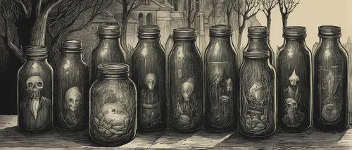 Write a suspenseful horror story set in an eerie mansion, where the protagonist encounters jars of mixed pickles that seem to have a sinister secret.,wine bottles,bottles,glass bottles,wine bottle ran