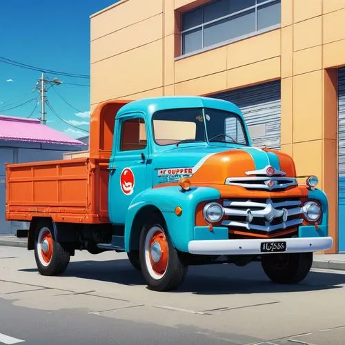 hino,austin truck,ford truck,pick-up truck,engine truck,truck,Illustration,Japanese style,Japanese Style 03