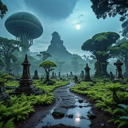 mushroom landscape,mushroom island,alien world,elven forest,kashyyyk,morrowind,Photography,General,Realistic