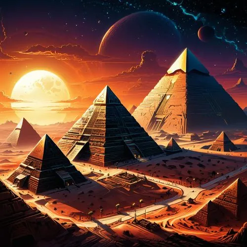 pyramids,pyramid,eastern pyramid,the great pyramid of giza,kharut pyramid,step pyramid,giza,russian pyramid,ancient civilization,stone pyramid,triangles background,ancient city,khufu,pharaohs,ancient egypt,freemasonry,the ancient world,masons,maat mons,triangles,Illustration,Realistic Fantasy,Realistic Fantasy 25