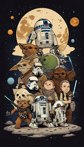 droids,starwars,star wars,ewoks,threadless,wookiee,Illustration,Children,Children 04