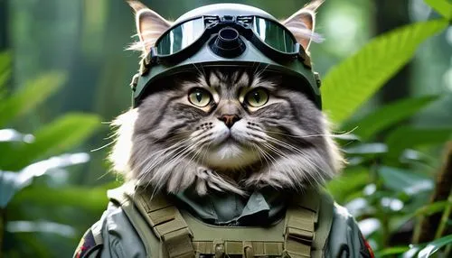 cat warrior,military camouflage,american bobtail,monkey soldier,cat sparrow,wild cat,patrols,patrol,norwegian forest cat,military organization,military uniform,fighter pilot,chasseur,military person,maincoon,military officer,tabby cat,military,war veteran,armored animal,Photography,General,Realistic