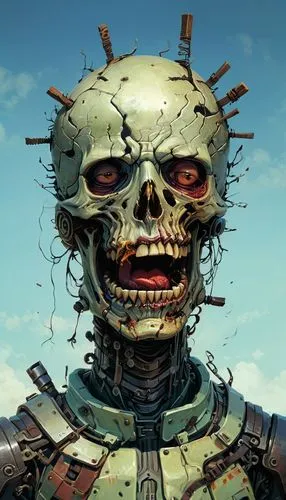 endoskeleton,automaton,tezcatlipoca,death head,dakka,motograter,Illustration,Realistic Fantasy,Realistic Fantasy 28