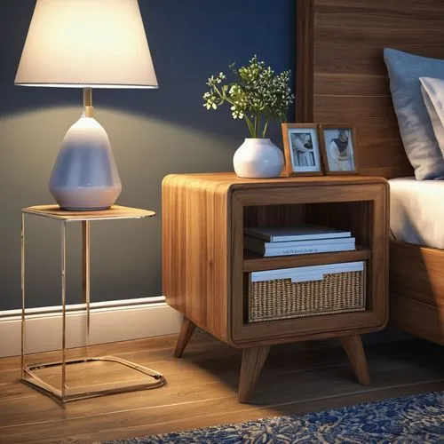 bedside lamp,nightstands,nightstand,bedside table,table lamp,table lamps,wooden mockup,credenza,3d render,highboard,wooden shelf,retro lamp,danish furniture,3d rendering,wooden desk,headboards,chest of drawers,floor lamp,woodfill,renders