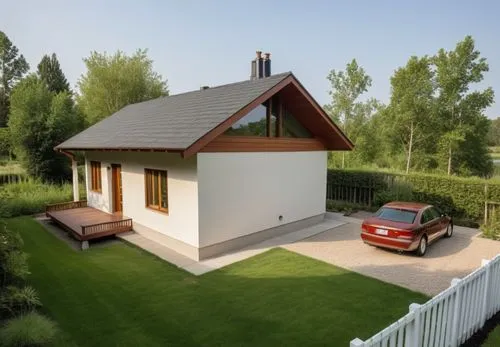 inverted cottage,grass roof,passivhaus,small cabin,small house,danish house,Photography,General,Realistic