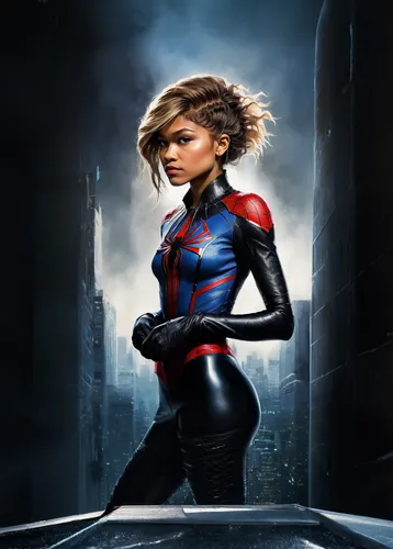 sci fiction illustration,symetra,super heroine,captain marvel,superhero background,head woman,digital compositing,cg artwork,sprint woman,nova,marvels,world digital painting,harnessed,photoshop manipulation,black widow,shepard,super woman,birds of prey-night,sci fi,female doctor