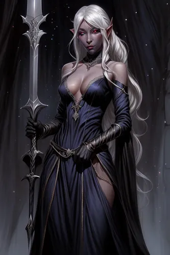 dark elf,sorceress,fantasy woman,lady of the night,blue enchantress,swordswoman,fantasy portrait,ice queen,white rose snow queen,huntress,priestess,vampire lady,vampire woman,widow,female warrior,quee