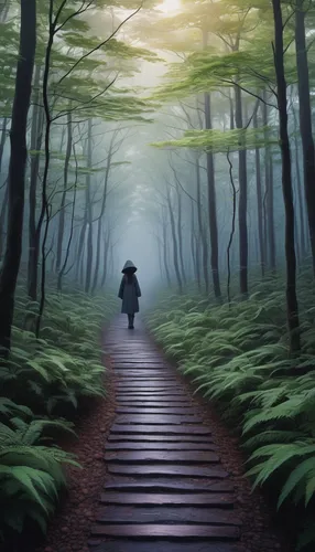 forest path,foggy forest,forest road,trail,world digital painting,singletrack,bicycle path,forest walk,forest of dreams,the mystical path,the path,trails,mountain biking,bicycle ride,fantasy picture,germany forest,mountain bike,bike path,japan landscape,path,Illustration,Japanese style,Japanese Style 12