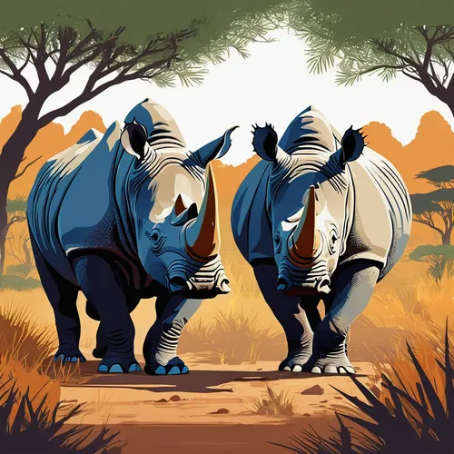 cartoon elephants,rhinoceros,southern square-lipped rhinoceros,white rhinoceros,indian rhinoceros,whimsical animals,black rhinoceros,rhino,anthropomorphized animals,mammals,elephants,world digital painting,game illustration,safaris,botswana,southern white rhinoceros,tsavo,triceratops,safari,kids illustration,Illustration,Vector,Vector 08