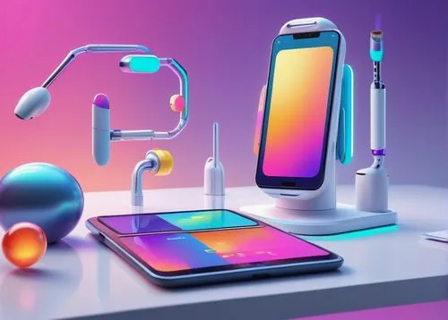 gadgets,devices,cinema 4d,80's design,android inspired,futuristic,e-mobile,tech trends,objects,mobile phone accessories,gradient effect,gadget,3d model,colorful glass,mobile devices,blender,tech news,android,wireless devices,electronics,Illustration,Paper based,Paper Based 26