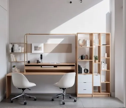 a chair and desk are set up in the corner of this bedroom,modern office,office desk,working space,vitra,desk,associati,Photography,General,Realistic