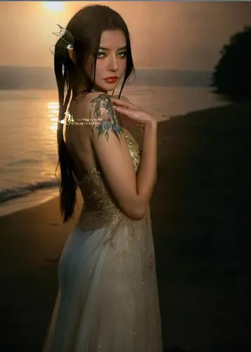 tattoo girl,tropico,guelaguetza,karylle,lumidee,beach background