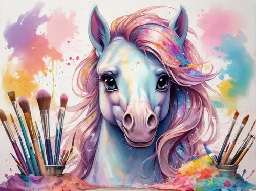 unicorn art,unicorn background,rainbow pencil background,unicorn,unicorn face,colorful horse,rainbow unicorn,painted horse,licorne,unicorn and rainbow,artist brush,skillicorn,unicorn head,krita,unicorns,cosmetic brush,colourful pencils,unicorn cake,spring unicorn,pony,Illustration,Paper based,Paper Based 13