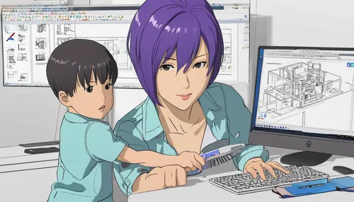 Imagine a heartwarming moment as Motoko Kusanagi saves an innocent child from being harmed by cybercriminals.,anime 3d,typesetting,animator,openoffice,girl at the computer,graphics software,in a worki